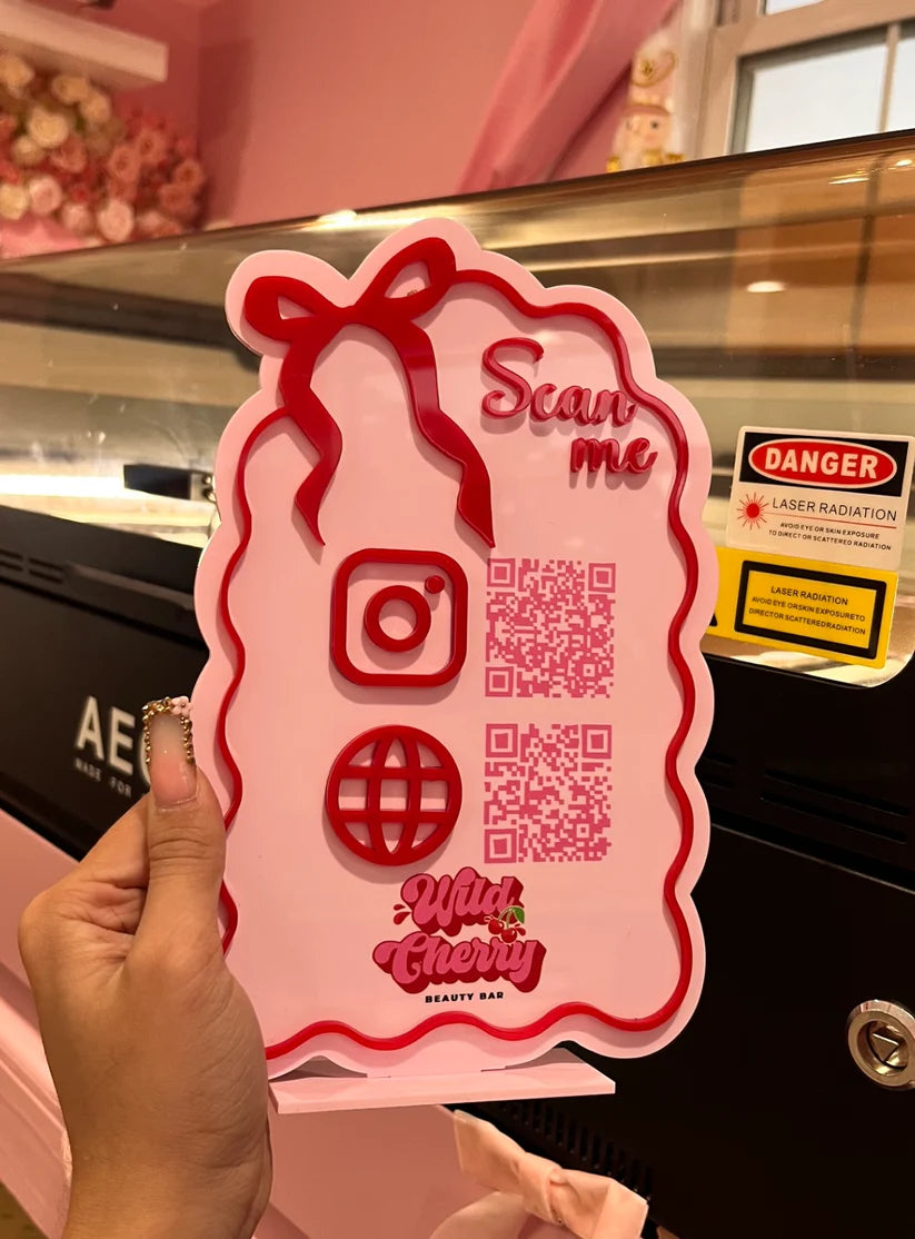Bow qr code standing sign
